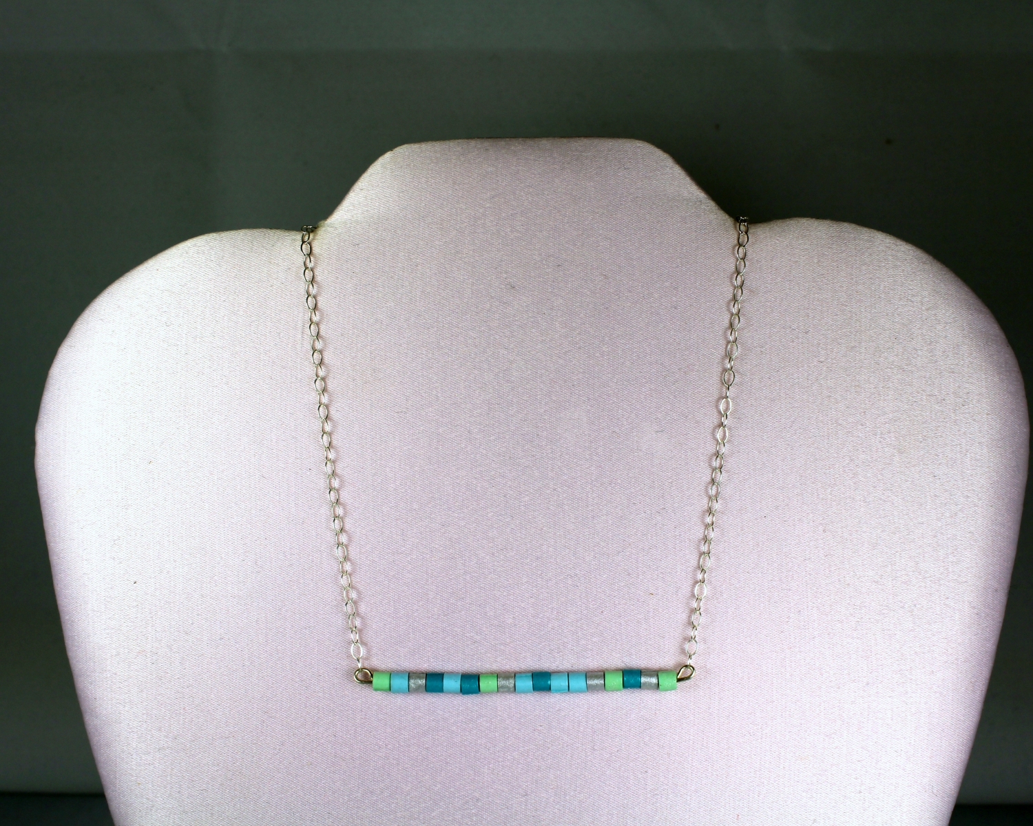 Paper Quilled Beads Horizontal Bar Necklace
